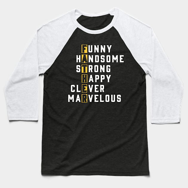 Dad: The Marvelously Funny & Strong Superhero Baseball T-Shirt by Linna-Rose